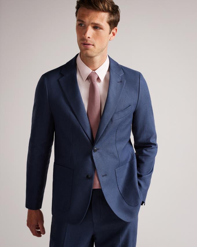 Blazer Ted Baker Slim Fit Linen Bleu Marine Homme | QPB-33939585